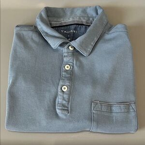 Tahari Short Sleeve Polo Shirt Light Blue Size Large